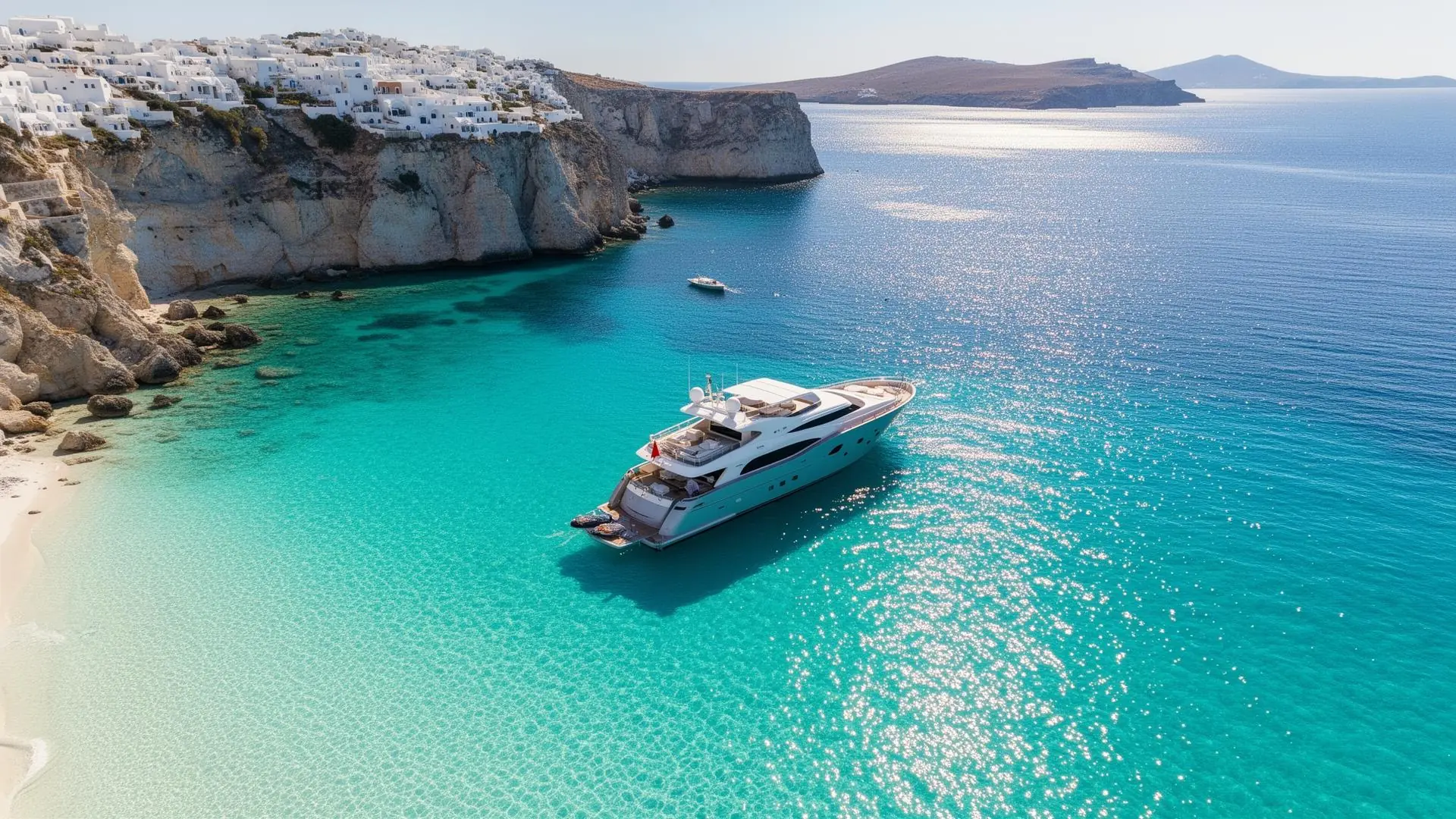 Aerial view of turquoise Mediterranean water